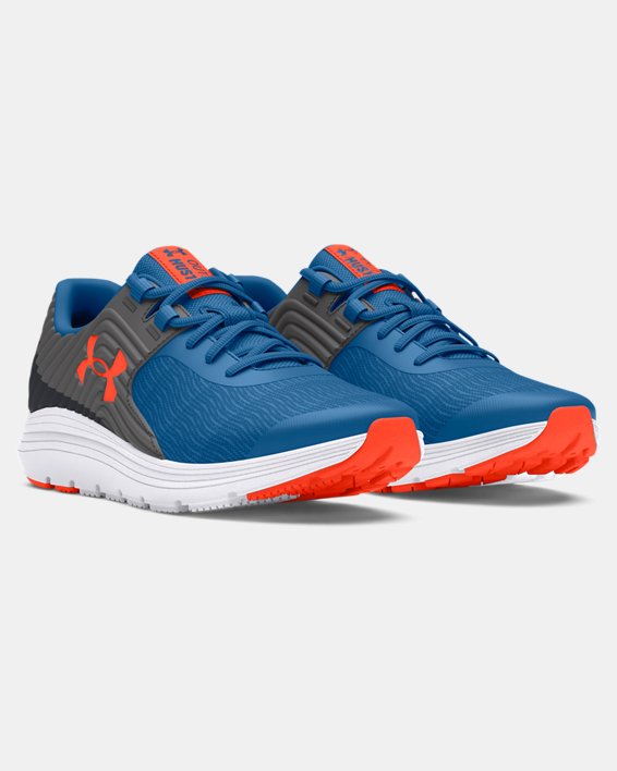 Boys' Grade School UA Outhustle Running Shoes in Blue image number 3